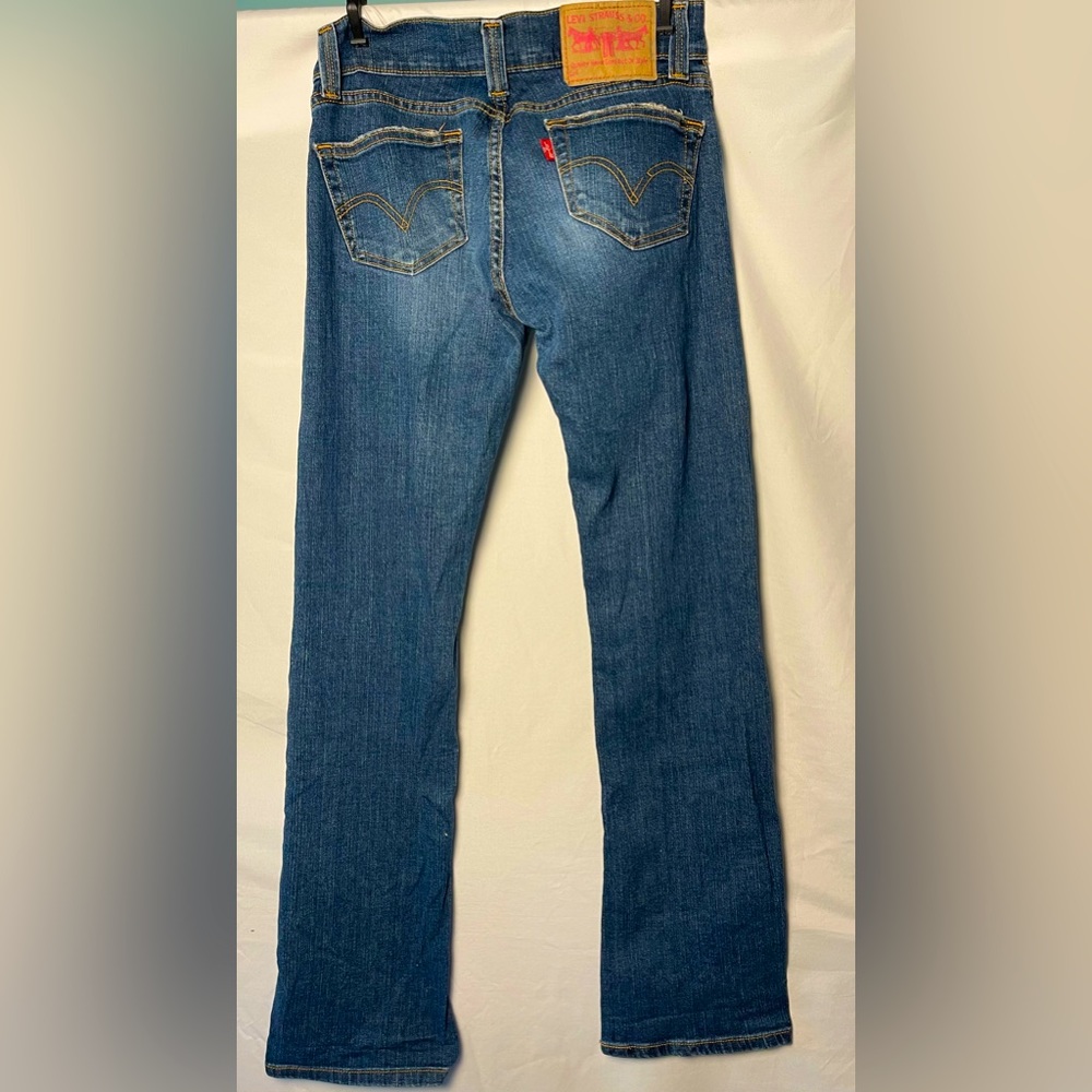 VTG Y2K LEVIS 504 Tilted Slouch Straight Women Jr 5 M Straight Denim Blue Jeans